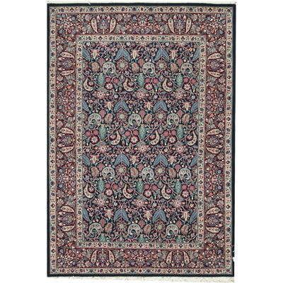 Tapis bleu marine noué à la main de haute qualité