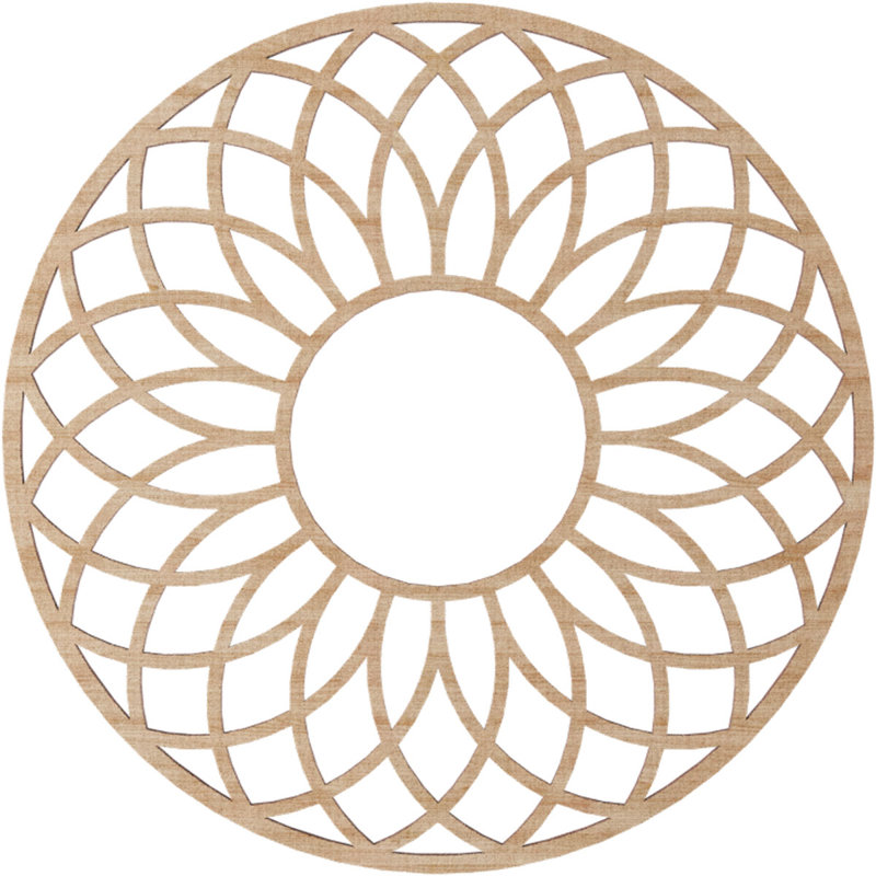 Médaillon de plafond en bois d'aulne 16 po x P 5 po x P 5 po, Aulne, H 16 po x l 16 po x P 0,25 po