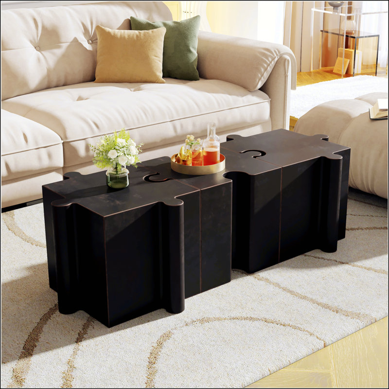 Puzzle Art Side Table, Modular Concave Edge MGO Table - Customizable Layouts For Indoor & Outdoor Use, Antique, Copper