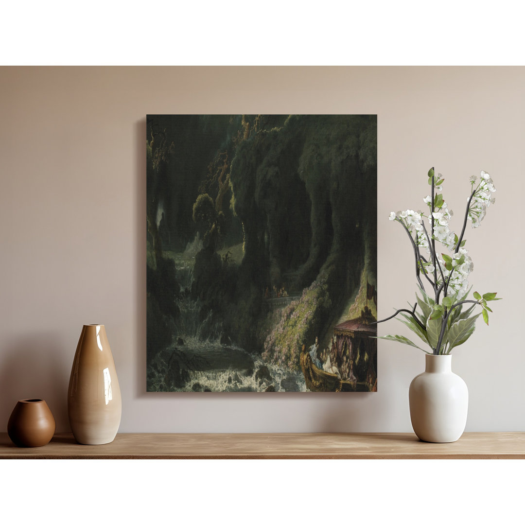 Romantic Landscape Canvas Wall Art, Gallery Wrapped, Waterfall Scene, Archival Quality, Ready to Hang, .75' Frame, Living Room Decor