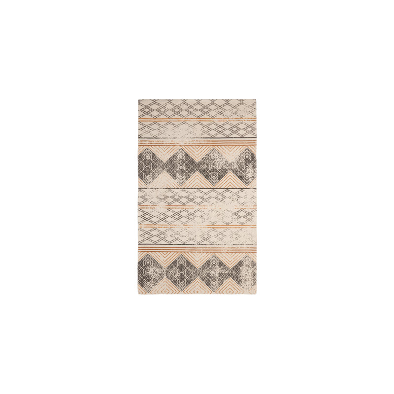 French Connection Suri Machine Washable Stonewash Printed Cotton Rugs, Rectangle 3' x 5'