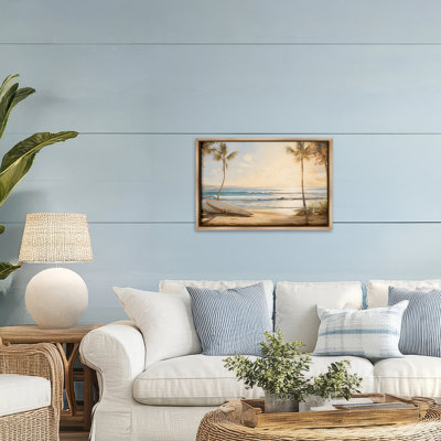 «Warm Sunshine on Beach», art mural sur toile flottant gris, design par Arlington Prints