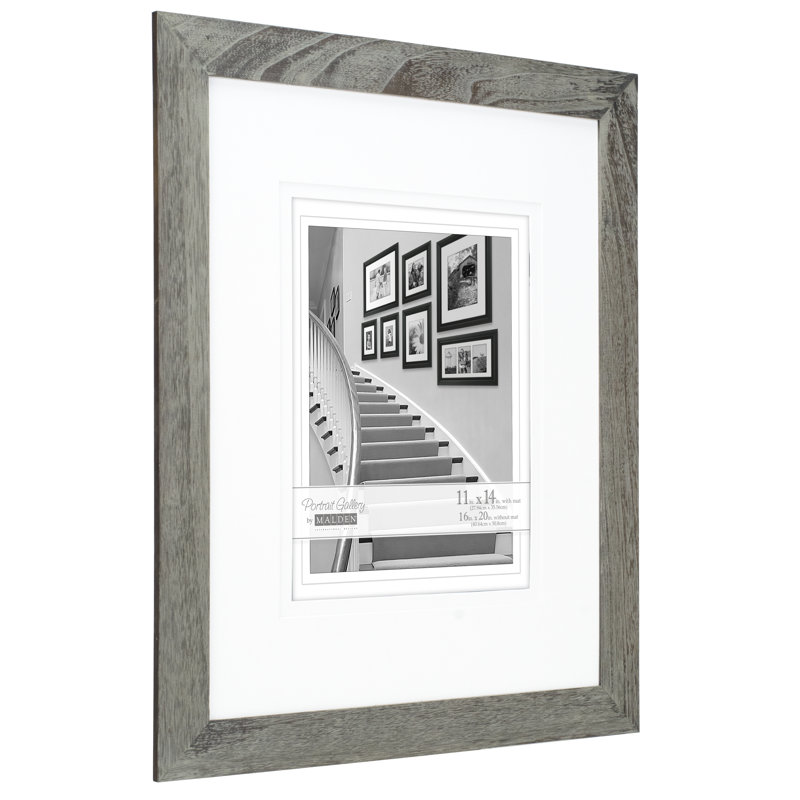 Remy Weathered Gray Wood Matte Picture Frame with Mat, 10" x 13"