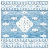 Hand Tufted Wool/Cotton Southwestern Rug in Blue