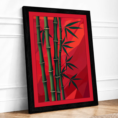 Crimson Bamboo Japandi - Framed Print