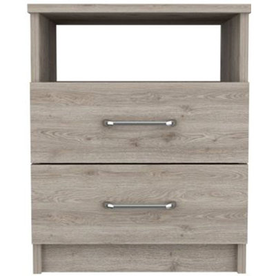 Nightstand , End Table, Side Table Superior Top, Two Drawers, One Shelf