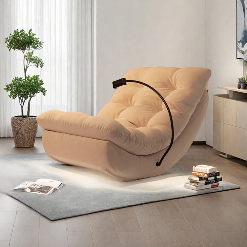 Chaise berçante ergonomique en suède, Beige