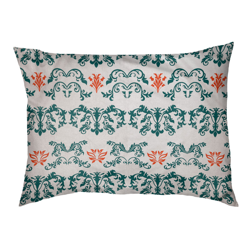 Coussin d'extérieur Houston Football Baroque, Grand (l 50 po x P 40 po x H 6 po), Turquoise clair / blanc / orange