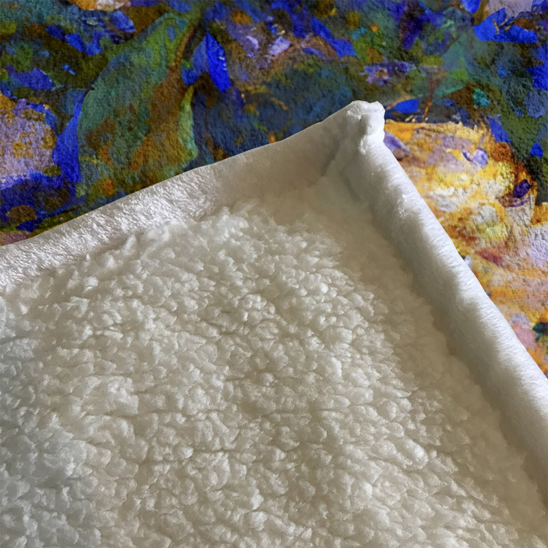 Throw Blanket, 68" W x 80" L, Floral/Abstract, Yellow/Green/Blue/Black