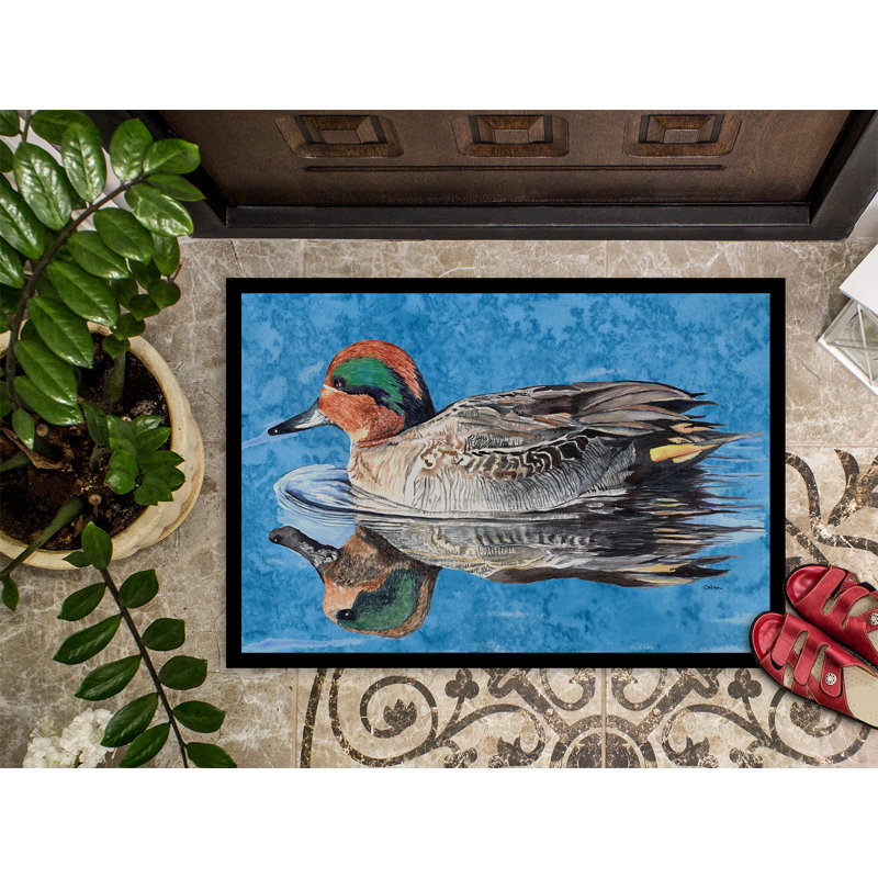 Tapis de porte intérieur anti-dérapant bleu, Rectangle 2 pi x 3 pi