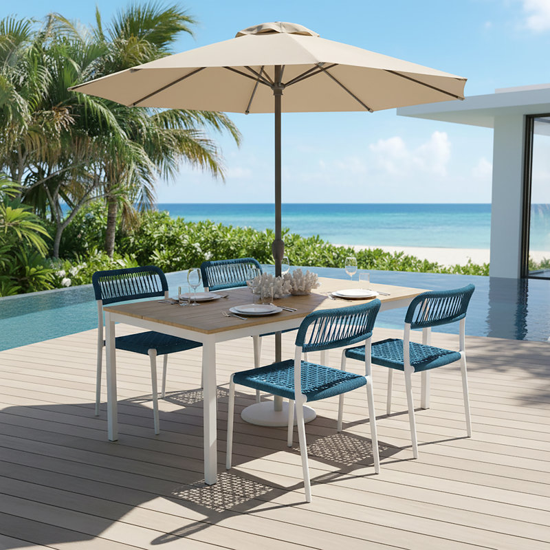 Ensemble de 12 chaises de salle à manger en corde tissée bleue Gooden avec structure en plastique, Bleu