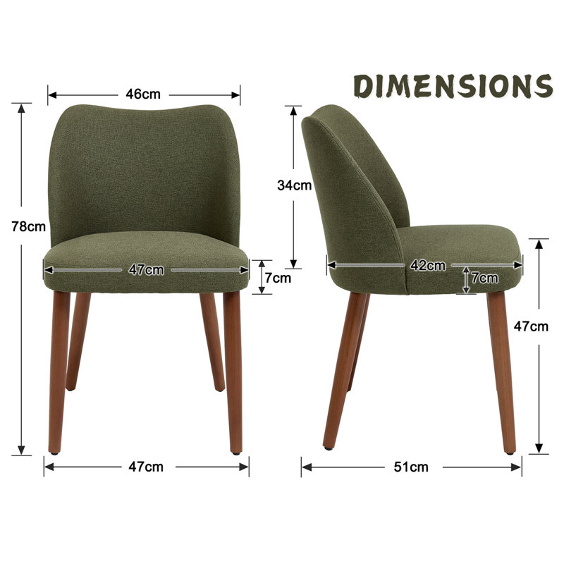 Modern Wood Frame Dining Chair Side Chair Armless Chair for Dining Room/Living Room, Green, Green