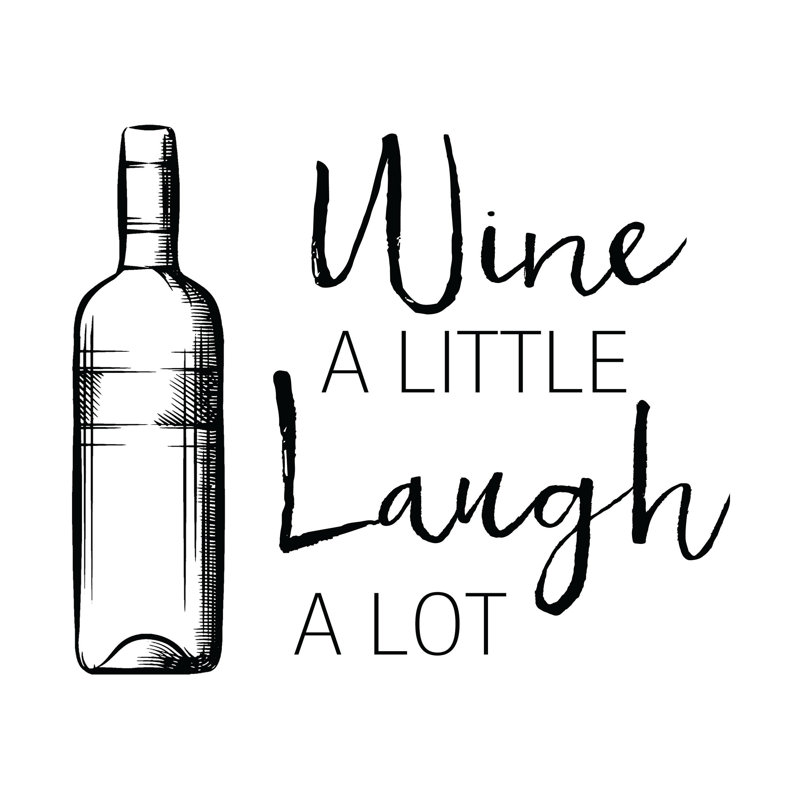 Wine a Little with Wine Bottle - Textual Art Print, 30cm H x 46cm W, Wrapped Canvas