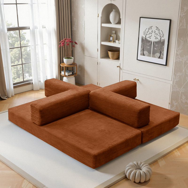 Canapé-lit Cloud Boneless Couch, canapé-lit convertible 5-en-1, Orange