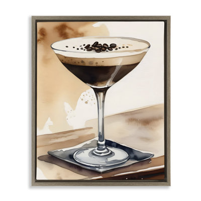  Espresso Martini Watercolor Canvas Wall Art by LSR Design Studio