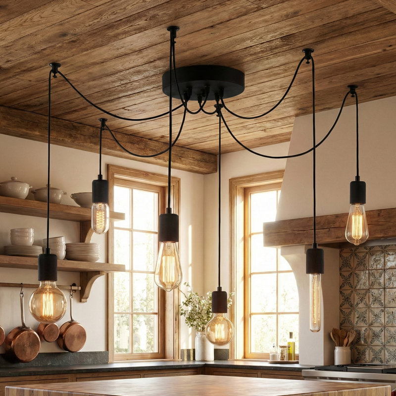 6-Light Adjustable Spider Pendant Chandelier