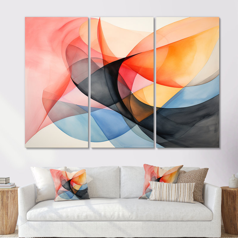 Geometric Soft Colors Patterns I - Geometric Wall Art, Wrapped Canvas, 32" H x 48" W x 1" D