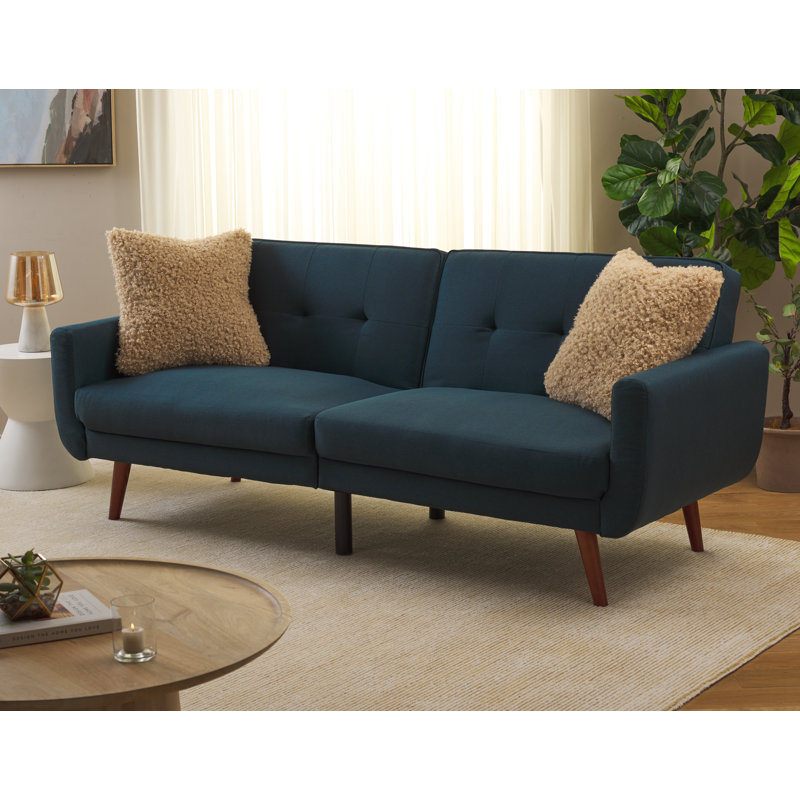 Futton Twin 82.3'' Upholstered Convertible Sofa, Navy, Linen