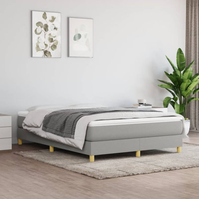 Jasean Box Spring Bed Base Platform Bed Frame with Mattress for Bedroom Fabric