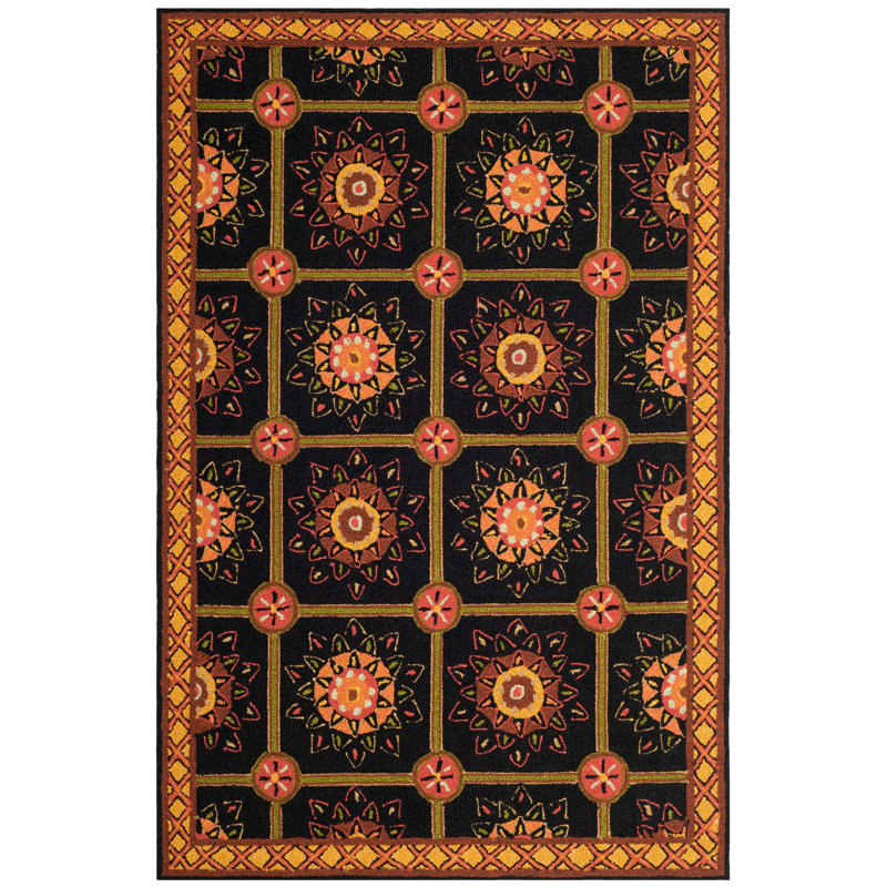 Tapis géométrique performance crocheté à la main Michiko, Rectangle 4 pi x 6 pi