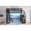 Lit mezzanine double avec rangement, en métal noir, style moderne gain de place, pour chambre d'enfant