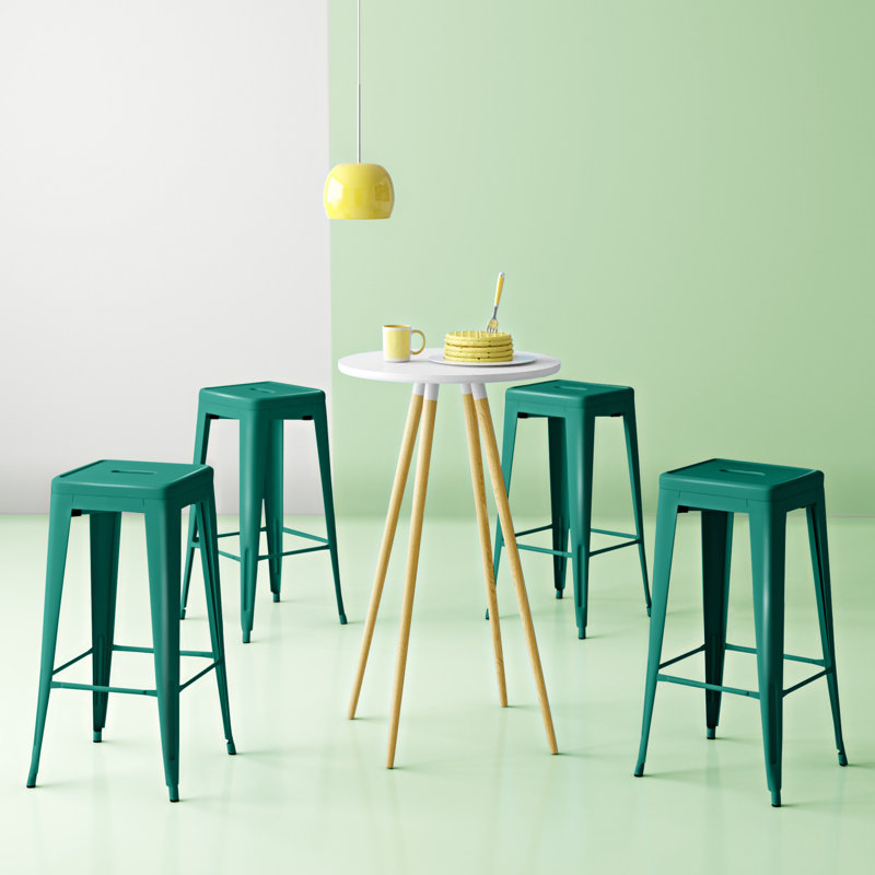 Tabourets de bar en métal empilables sans dossier H 30 po Holubice , Vert