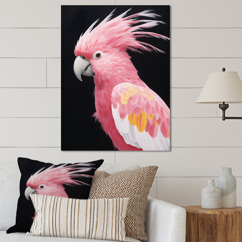 Perroquet rose au paradis III - art mural en métal, H 40 po x l 30 po x P 1,5 po