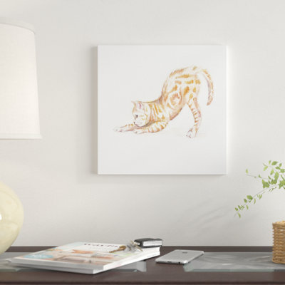 «Stretching Ginger Cat», reproduction sur toile tendue