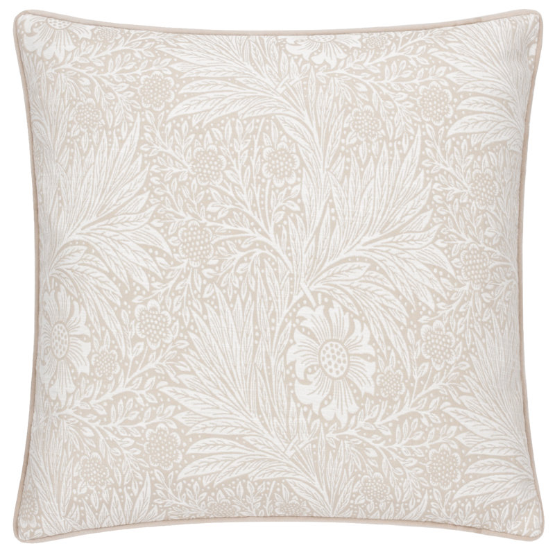 Marigold Floral Square Cushion Cover, White