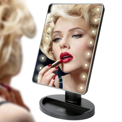 Makeup Mirror With Light/LED Light Up Mirror/Vanity Mirror With Lights / 10X Magnifying Round Make Up Mirror LED Lighted Illuminated Cosmetic Mirror With Lights Desk Free Standing Portable