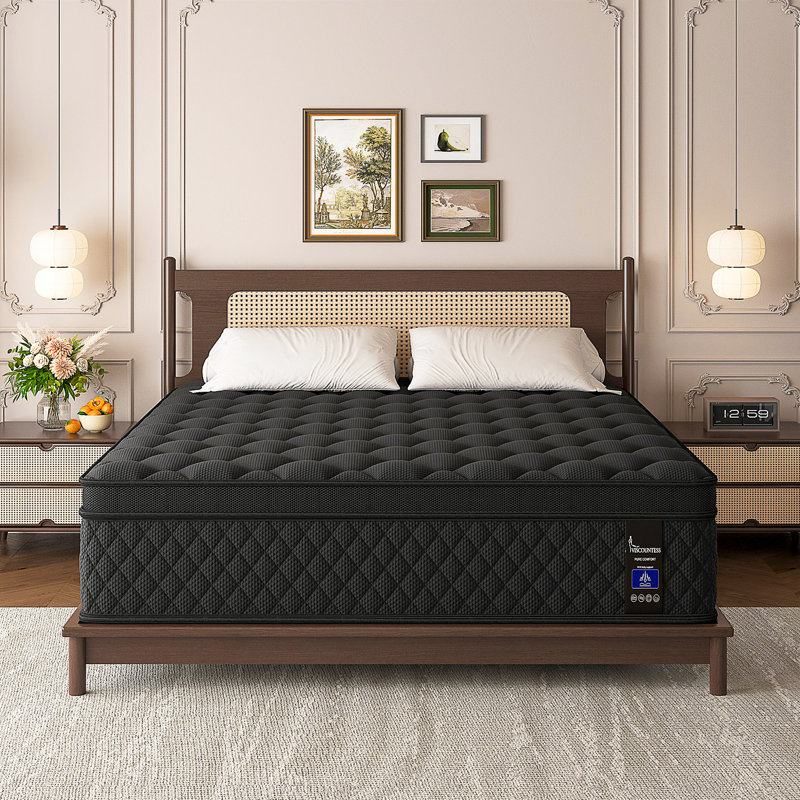 14" Medium-Firm Hybrid Mattress with Gel Memory Foam and Pocket Springs, Mattress in a Box, 14", Queen
