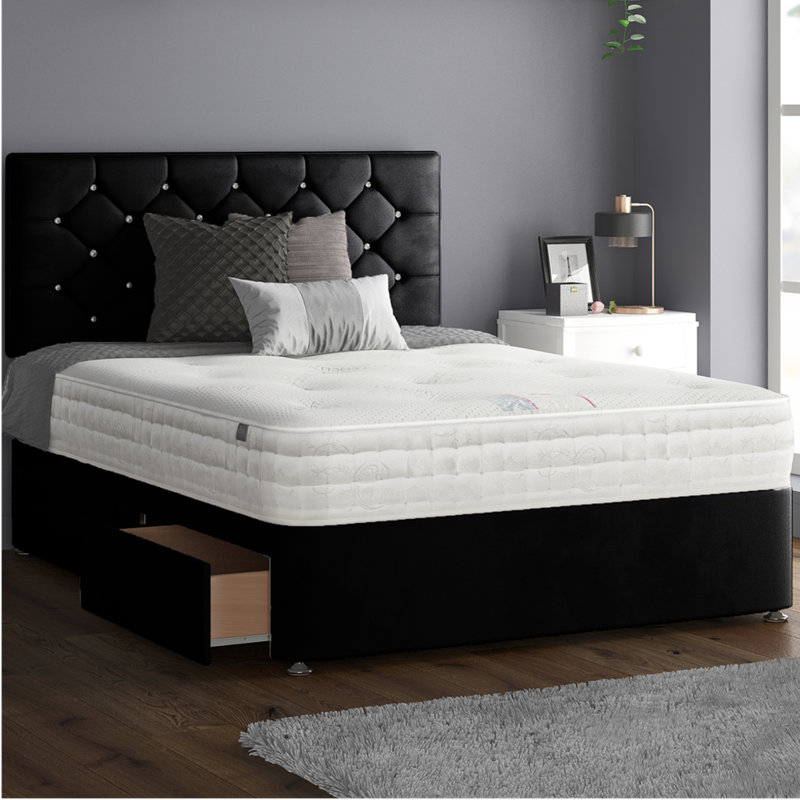 Hatmaker Divan Bed Base, 2 Left Drawers, Single (3'), Black