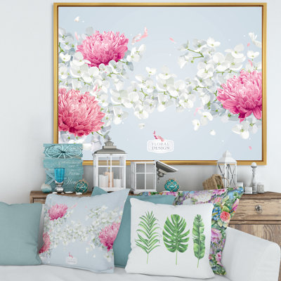 «Chrysanthemums And Apple Blossom», reproduction encadrée sur toile
