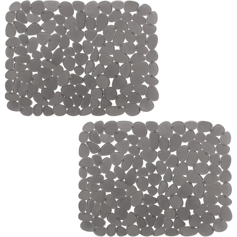 Tapis d'évier - gris - paquet de 2, PVC galet, protecteur d'évier, lavable au lave-vaisselle, pour éviers en acier inoxydable et en céramique, tapis de vaisselle pour vaisselle et verrerie