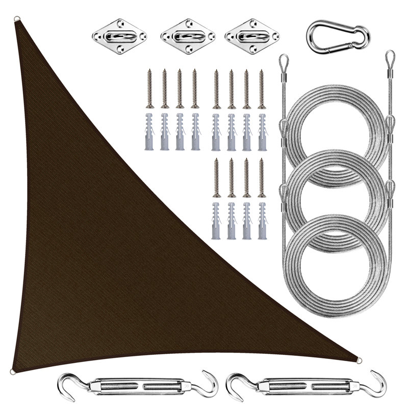 Voile d'ombrage triangulaire Amgo avec trousse de quincaillerie et corde 200 g / m², blocage UV 95%, 10 pi x 10 pi x 14 pi
