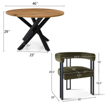 Dulcine 4 - Person Dining Set with 47'' W Round Table and Velvet Upholstered Chairs