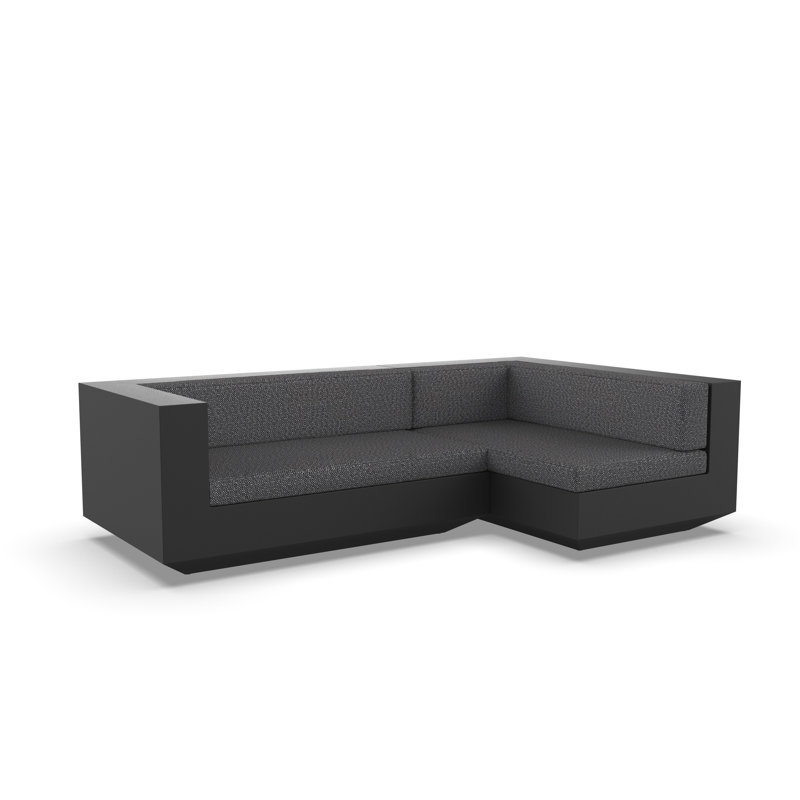 Vela 102.25" Wide Outdoor Reversible Patio Sectional with Cushions, Right Hand Facing, Black, Nautical Taupe