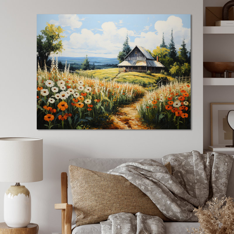 Atronna Farmhouse Seasons Pointillism III - impression, 24" H x 32" W, Toile tendue