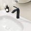 Robinet de lavabo contemporain noir mat, monté sur le comptoir, laiton, finition aérée en laiton pour salle de bain, poignée simple, alimentation en eau chaude et froide