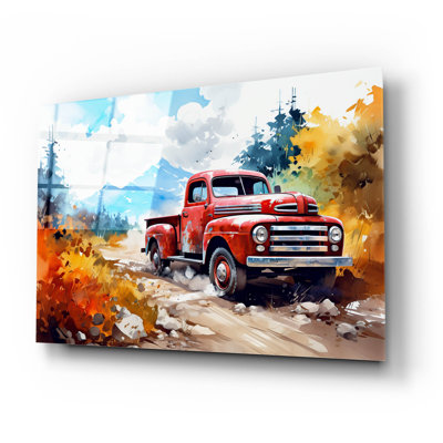 Illustration d'un «Red Van 1» par Momart, art mural en verre acrylique