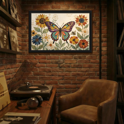 Animaux, art floral sur toile, jardin de papillons