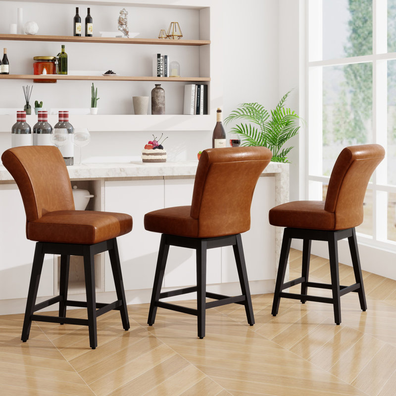 Tabouret pivotant pour comptoir et bar pour îlots de cuisine, Brun, 3