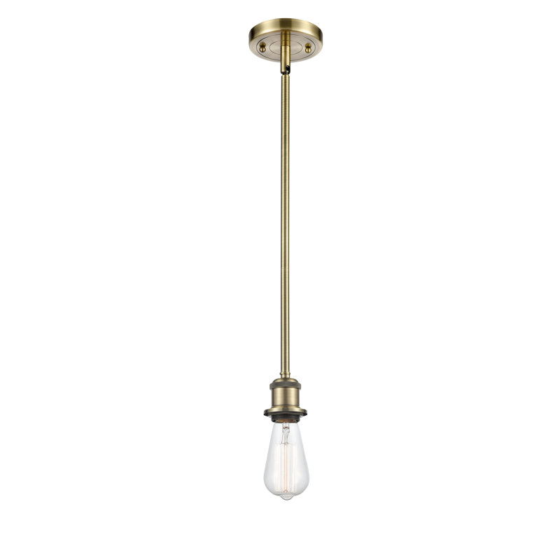 1 - Light Single Pendant, Brushed Satin Nickel, 2.75" H x 4.5" W x 2.5" D, 6 Watt Vinage LED Bulb