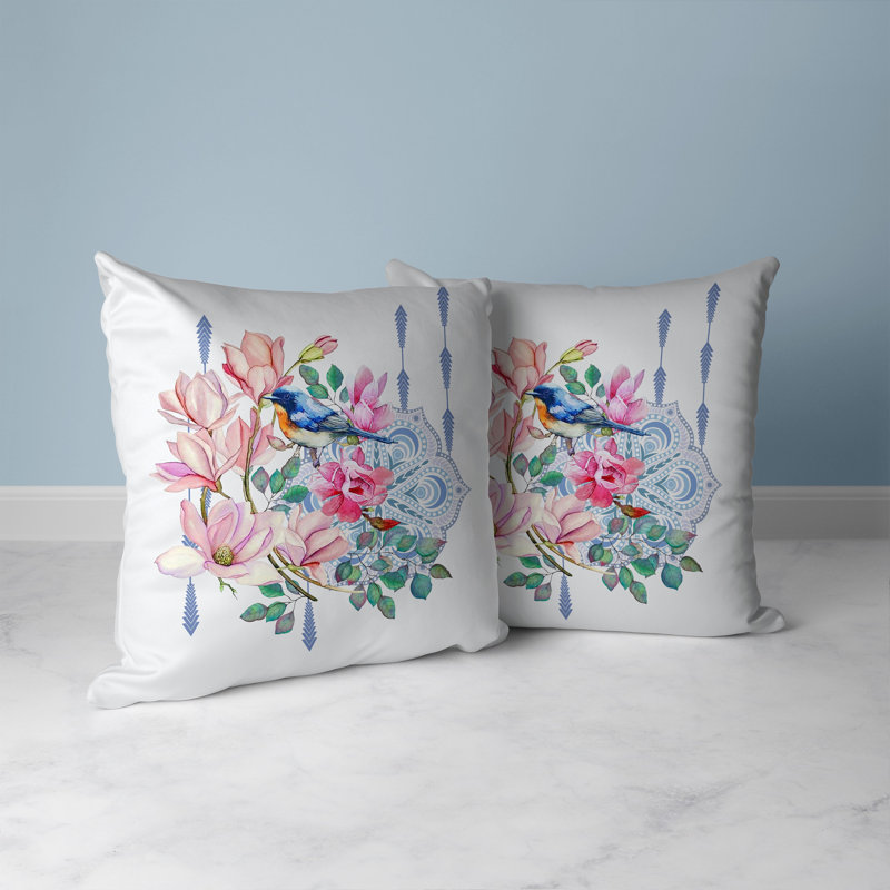 Coussin décoratif intérieur / extérieur Songbird Flora Fusion, H 18 po x l 18 po