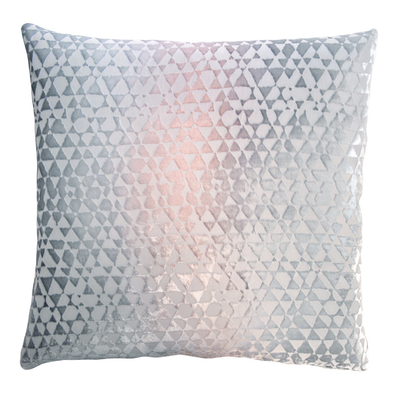 Triangles Square Velvet Pillow Cover & Insert, 20" x 20", Moonstone