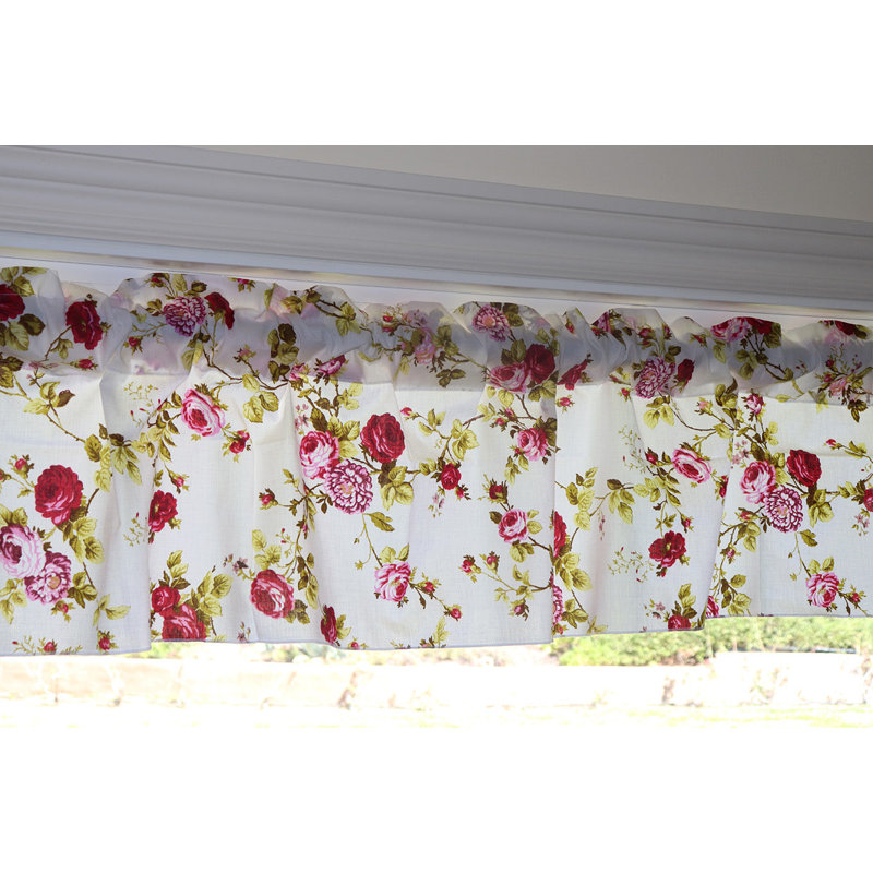 Cantonnière sur mesure en mélange de coton floral 58 po Clotilde, L 58 po x L 14 po