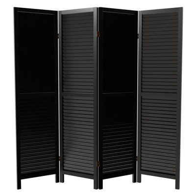 6 Ft. Tall Wooden Louvered Room Divider Walnut 3 Panel