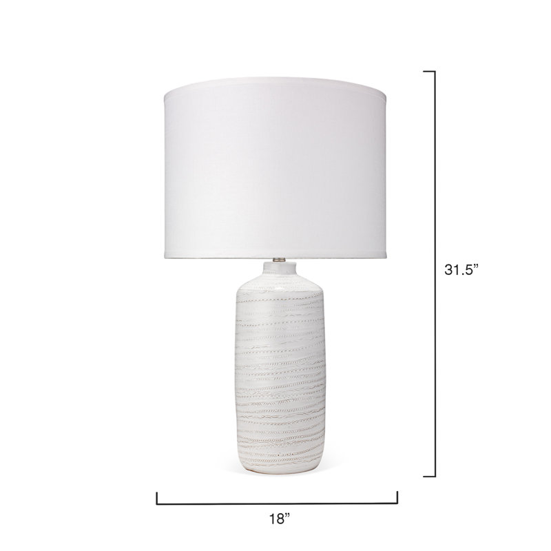 White Ceramic Table Lamp with Linen Shade