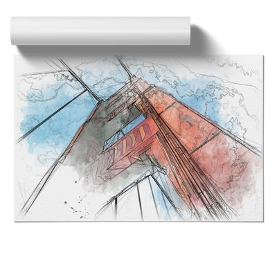 Golden Gate Bridge Sketch - Frameless Print