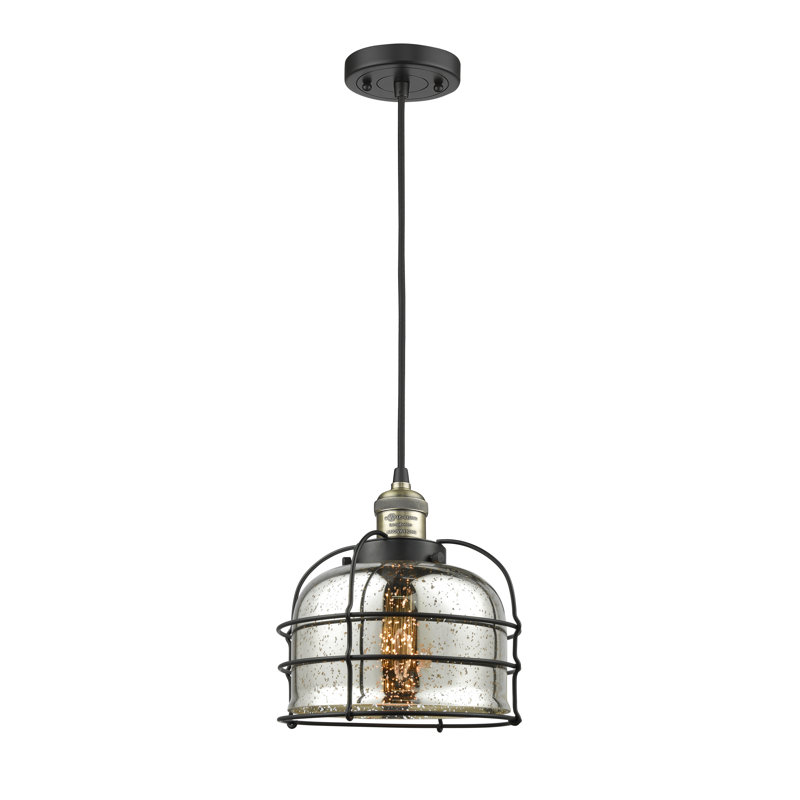 Hanrahan 1 - Light Single Pendant, Matte White Cased, No Bulb Included, Black Antique Brass